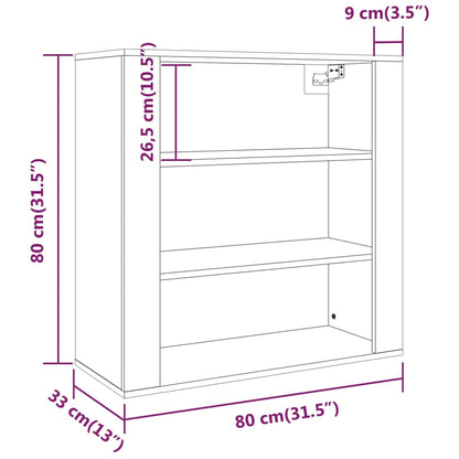 Mobile a Parete Nero 80x33x80 cm in Legno Multistrato - homemem39