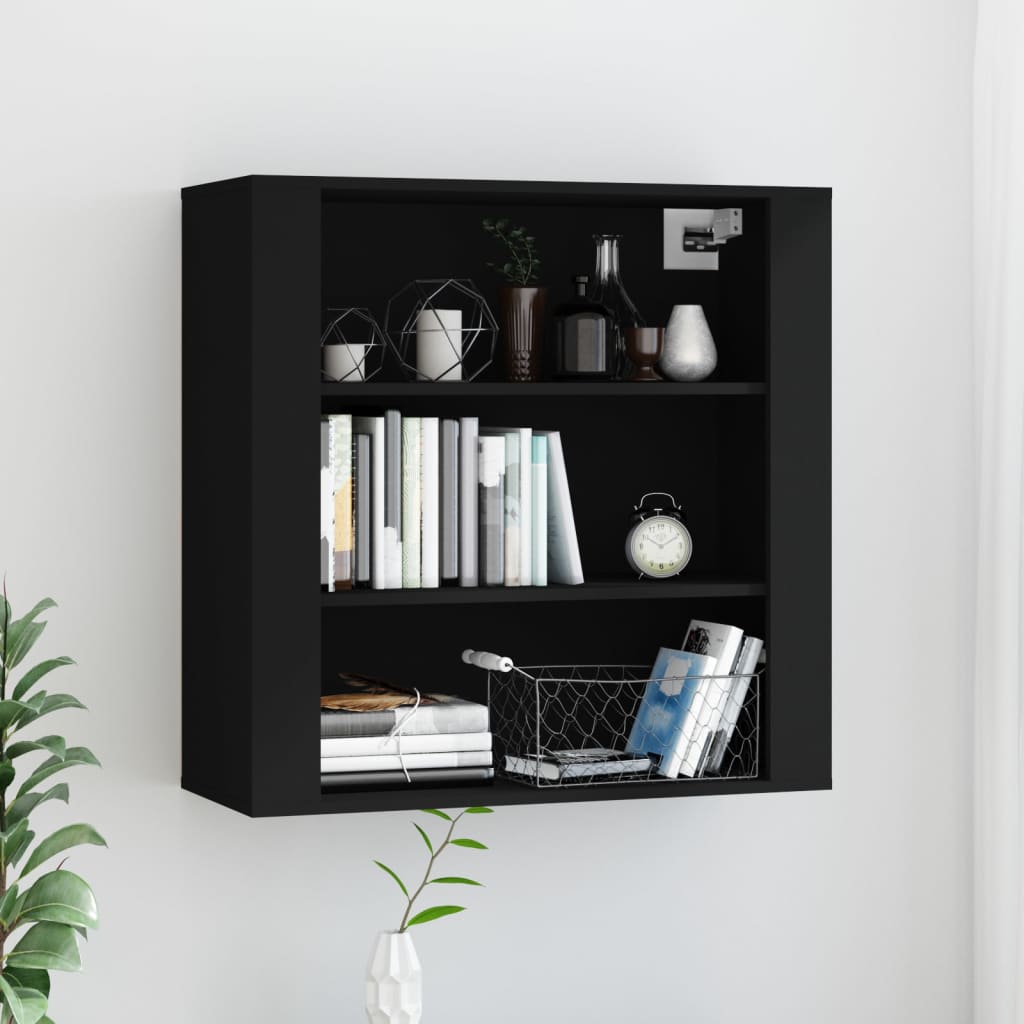 Mobile a Parete Nero 80x33x80 cm in Legno Multistrato - homemem39