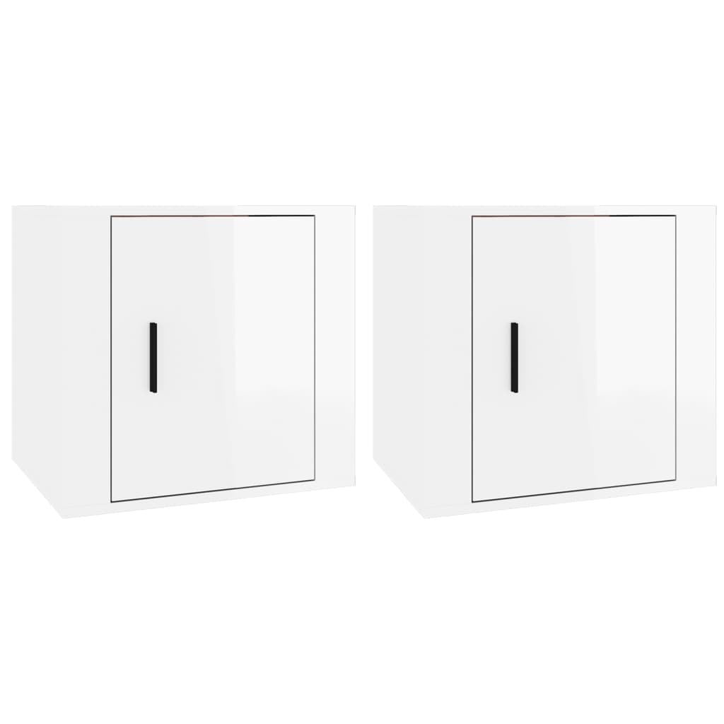 Comodini 2 pz in Bianco Lucido 50x39x47 cm - homemem39