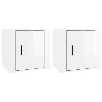 Comodini 2 pz in Bianco Lucido 50x39x47 cm - homemem39