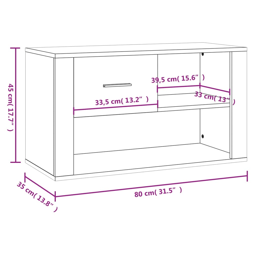 Scarpiera Nera 80x35x45 cm in Legno Multistrato - homemem39