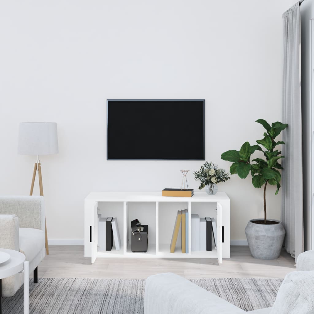 Mobile Porta TV Bianco 100x35x40 cm in Legno Multistrato - homemem39