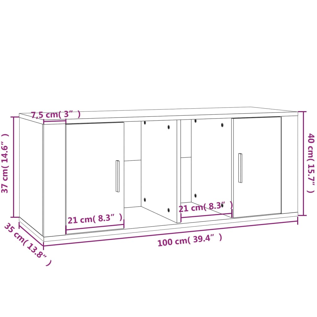 Mobile Porta TV Bianco 100x35x40 cm in Legno Multistrato - homemem39