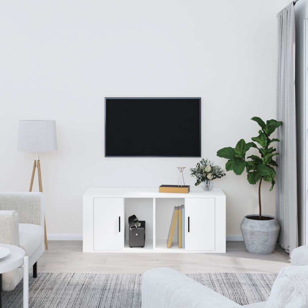 Mobile Porta TV Bianco 100x35x40 cm in Legno Multistrato - homemem39