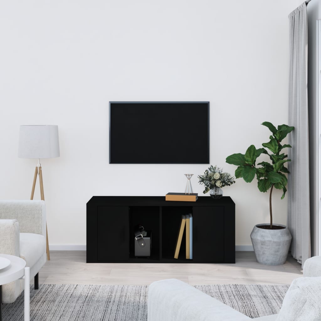 Mobile Porta TV Nero 100x35x40 cm in Legno Multistrato - homemem39