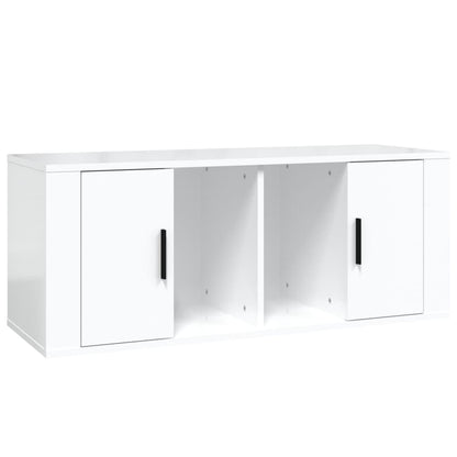 Mobile Porta TV Bianco Lucido 100x35x40 cm in Legno Multistrato - homemem39