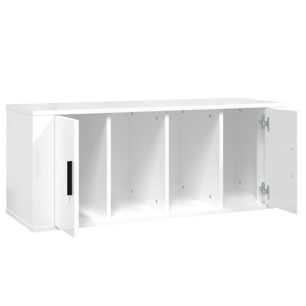 Mobile Porta TV Bianco Lucido 100x35x40 cm in Legno Multistrato - homemem39