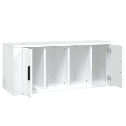 Mobile Porta TV Bianco Lucido 100x35x40 cm in Legno Multistrato - homemem39