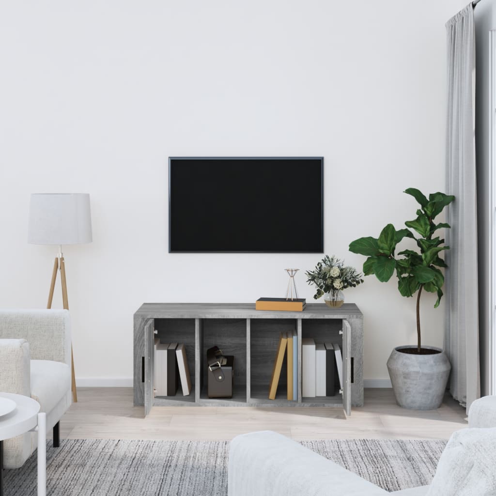 Mobile TV Grigio Sonoma 100x35x40 cm in Legno Multistrato - homemem39