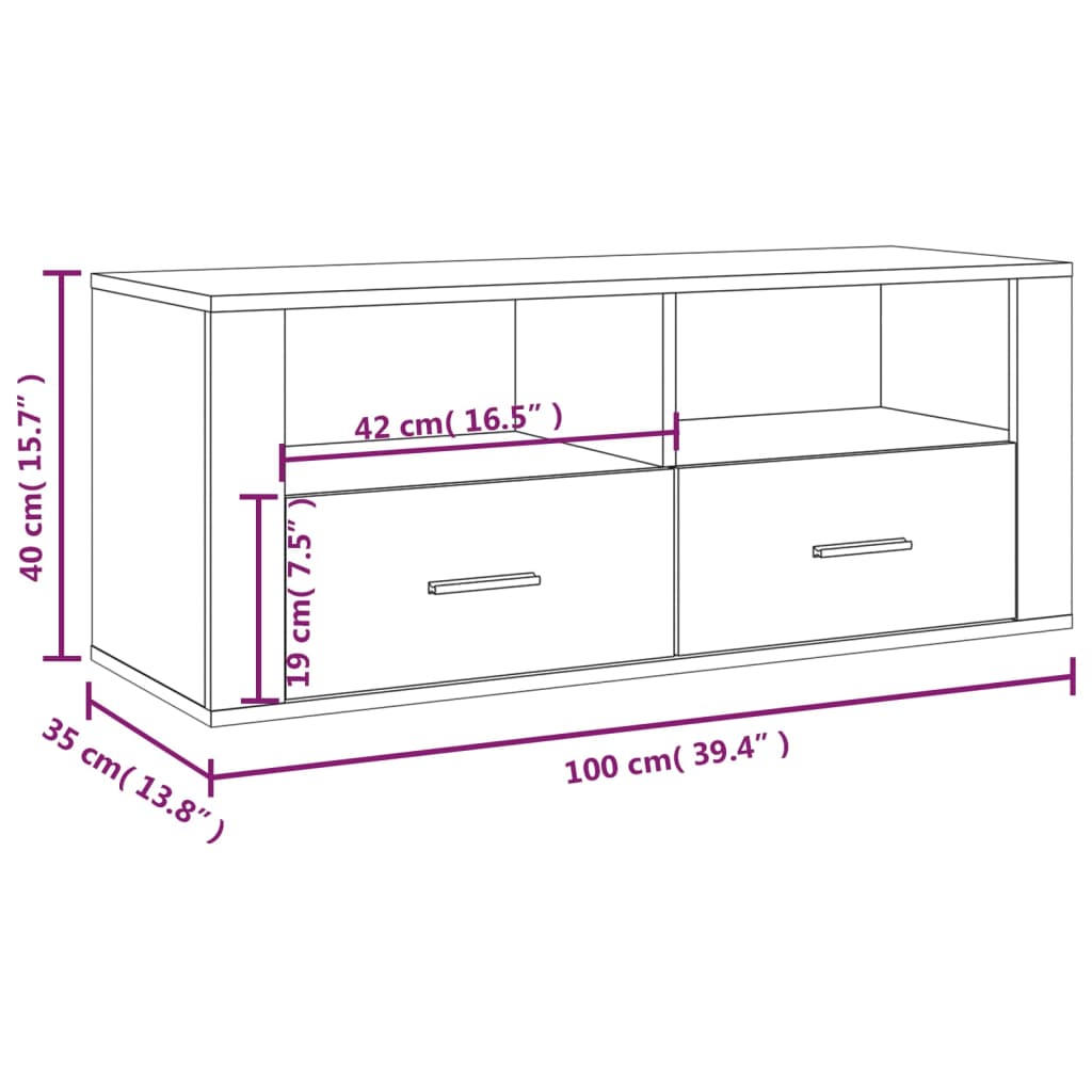 Mobile Porta TV Bianco 100x35x40 cm in Legno Multistrato - homemem39