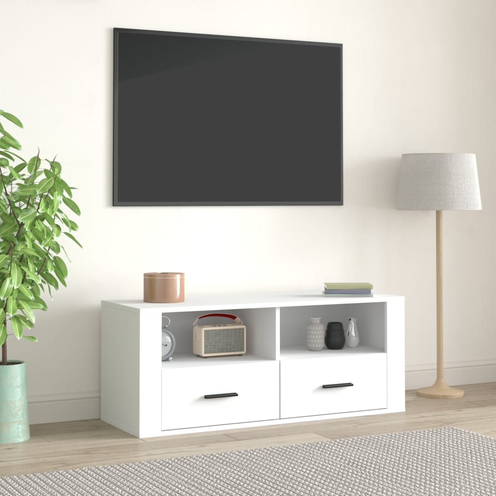 Mobile Porta TV Bianco 100x35x40 cm in Legno Multistrato - homemem39