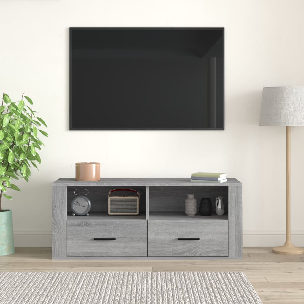 Mobile TV Grigio Sonoma 100x35x40 cm in Legno Multistrato - homemem39