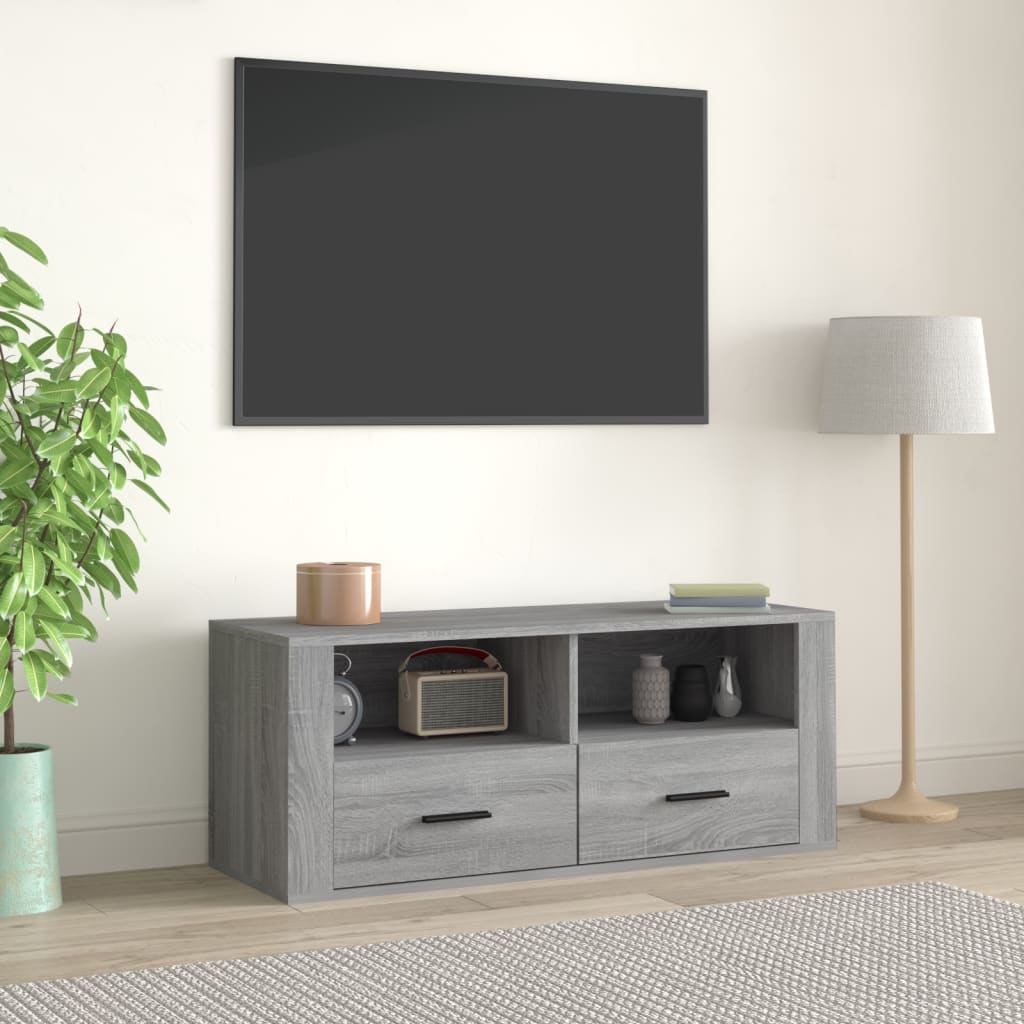 Mobile TV Grigio Sonoma 100x35x40 cm in Legno Multistrato - homemem39