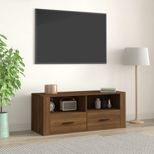 Mobile TV Rovere Marrone 100x35x40 cm in Legno Multistrato - homemem39