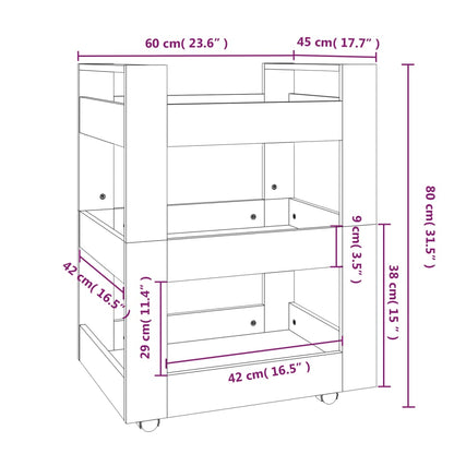 Carrello da Cucina Bianco 60x45x80 cm in Legno Multistrato - homemem39