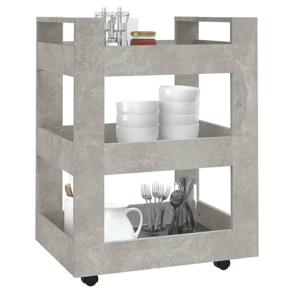 Carrello da Cucina Grigio cemento 60x45x80 cm Legno Multistrato - homemem39