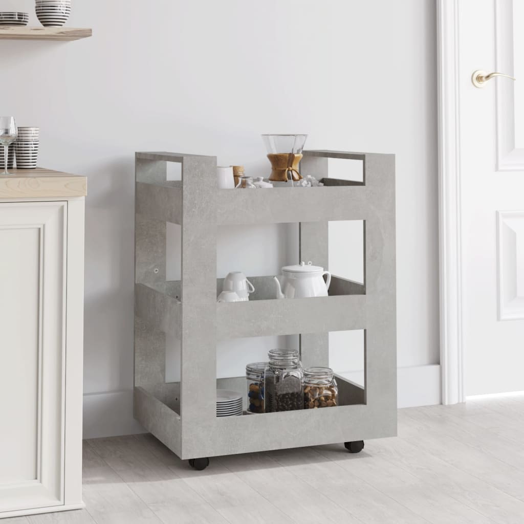 Carrello da Cucina Grigio cemento 60x45x80 cm Legno Multistrato - homemem39