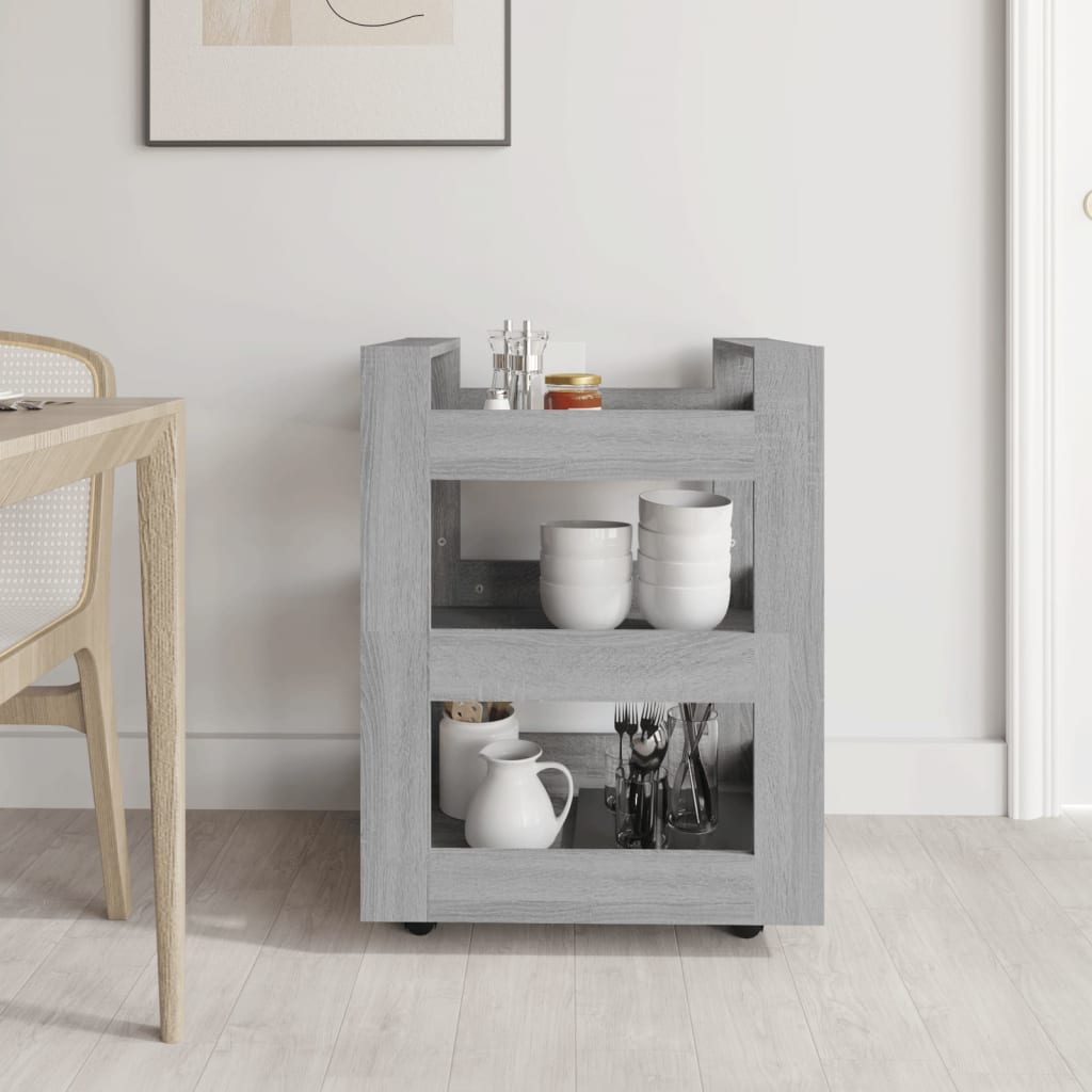 Carrello da Cucina Grigio Sonoma 60x45x80 cm Legno Multistrato - homemem39