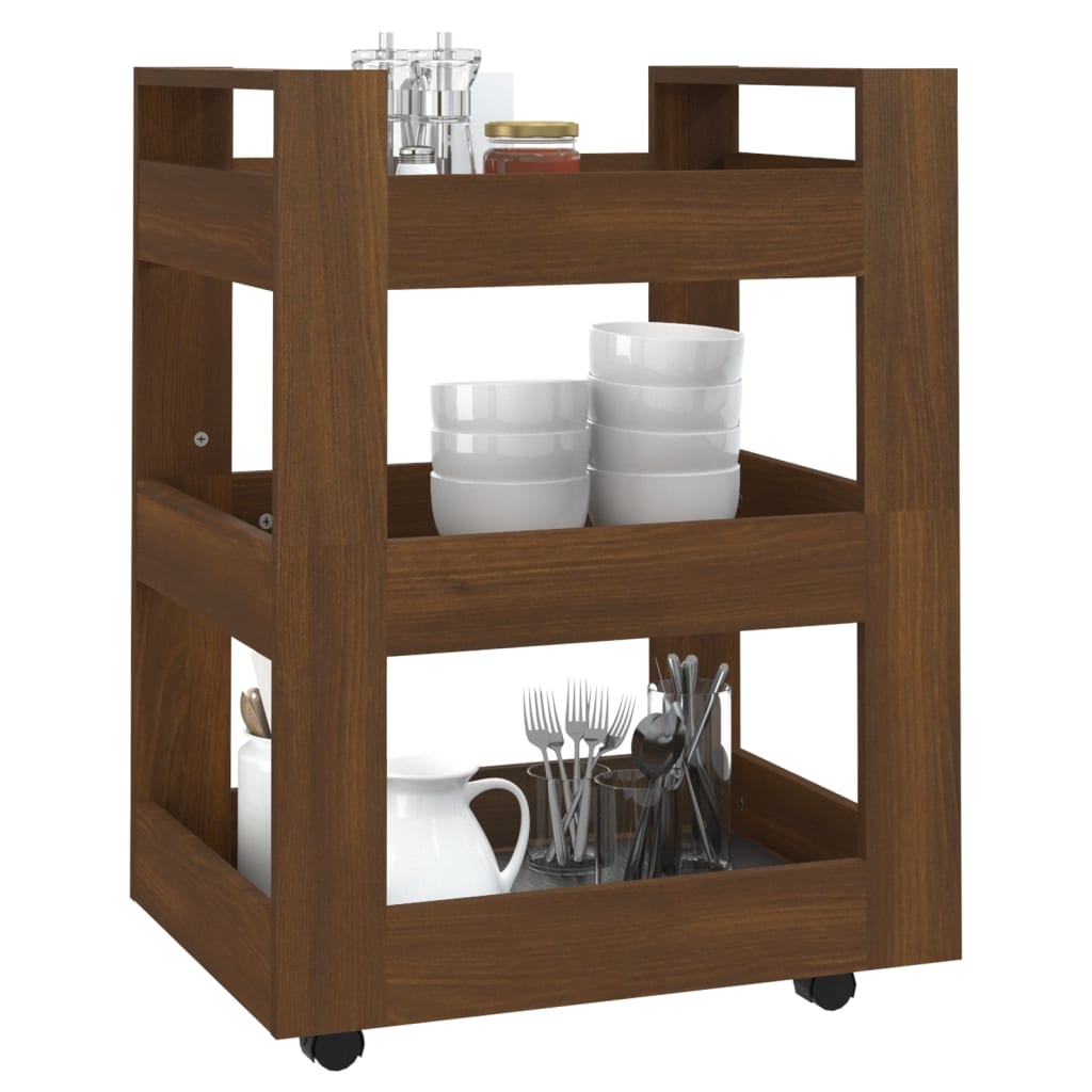 Carrello da Cucina Rovere Marrone 60x45x80 cm Legno Multistrato - homemem39