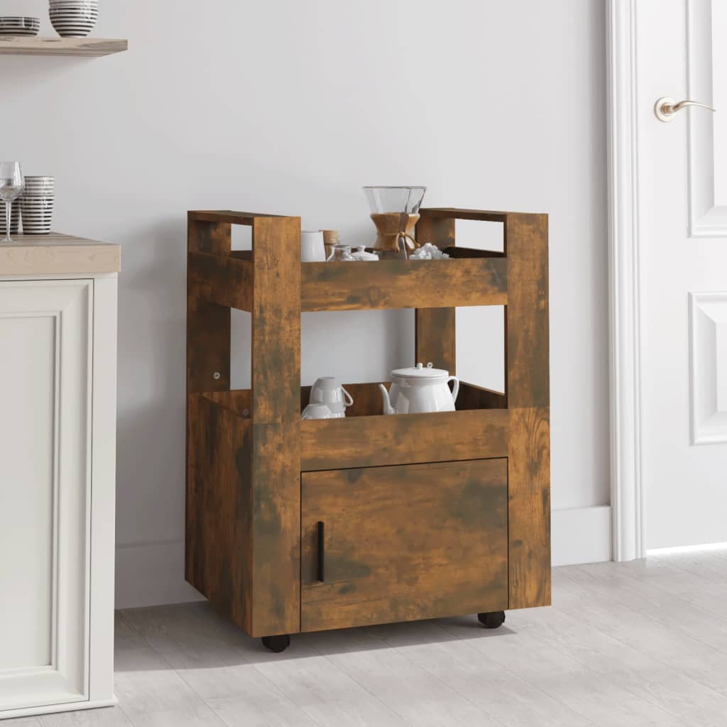 Carrello da Cucina rovere fumo 60x45x80 cm Legno Multistrato - homemem39