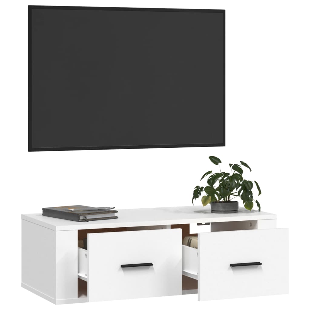 Mobile Porta TV Sospeso Bianco 80x36x25cm in Legno Multistrato - homemem39