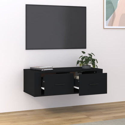 Mobile Porta TV Sospeso Nero 80x36x25 cm in Legno Multistrato - homemem39