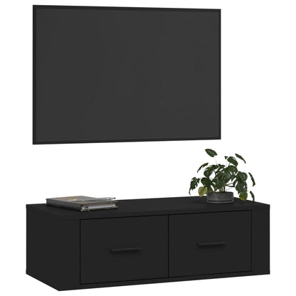 Mobile Porta TV Sospeso Nero 80x36x25 cm in Legno Multistrato - homemem39