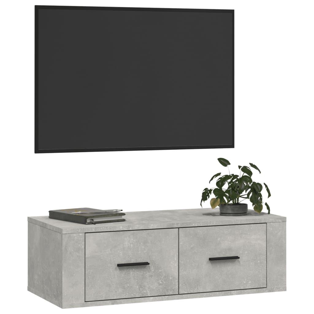 Mobile TV Pensile Grigio Cemento 80x36x25 cm Legno Multistrato - homemem39