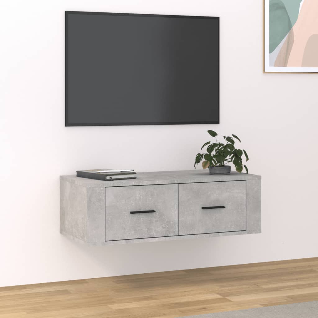 Mobile TV Pensile Grigio Cemento 80x36x25 cm Legno Multistrato - homemem39