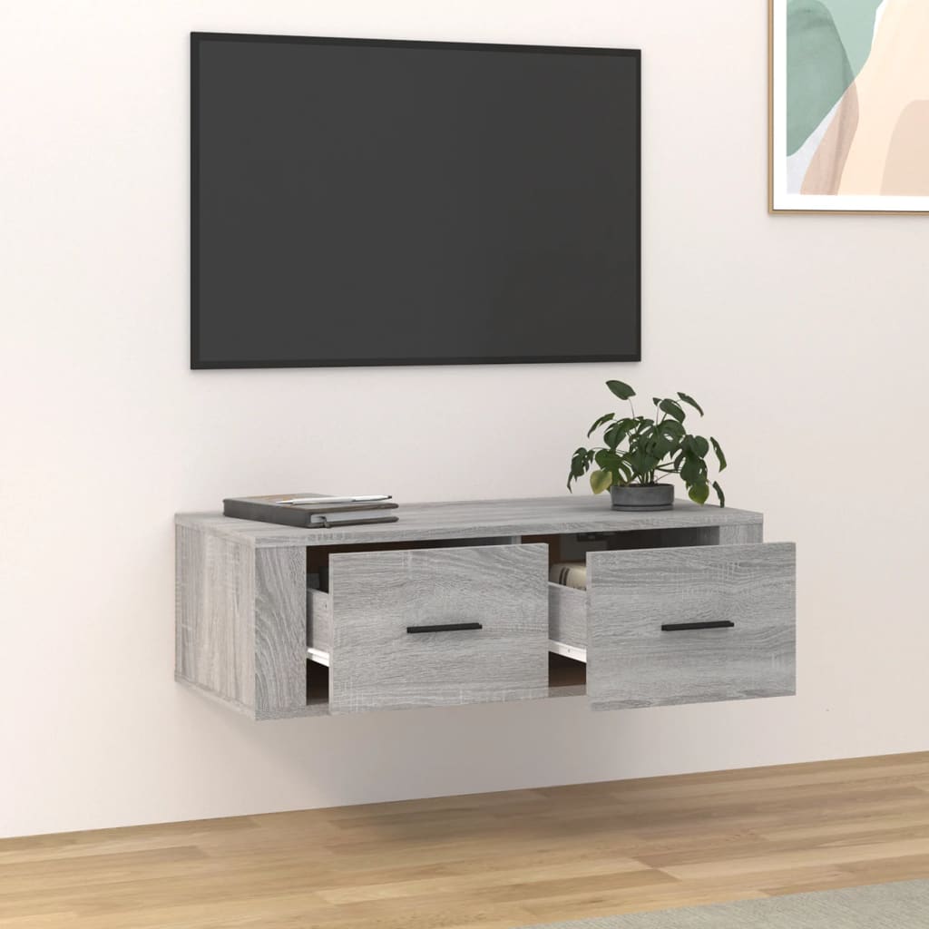 Mobile TV Pensile Grigio Sonoma 80x36x25cm in Legno Multistrato - homemem39