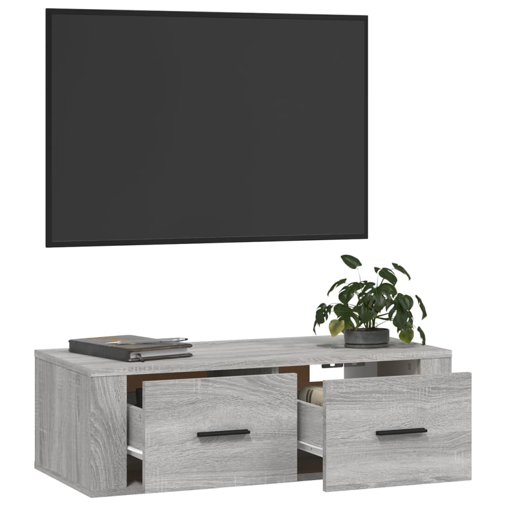 Mobile TV Pensile Grigio Sonoma 80x36x25cm in Legno Multistrato - homemem39