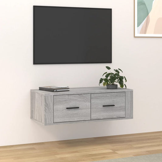 Mobile TV Pensile Grigio Sonoma 80x36x25cm in Legno Multistrato - homemem39