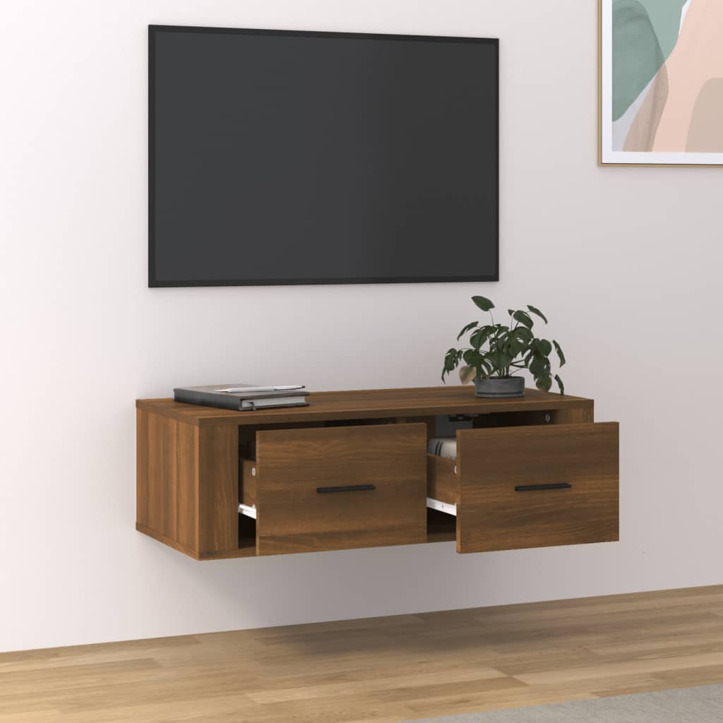 Mobile TV Pensile Rovere Marrone 80x36x25 cm Legno Multistrato - homemem39