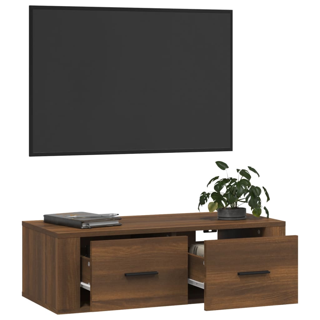 Mobile TV Pensile Rovere Marrone 80x36x25 cm Legno Multistrato - homemem39