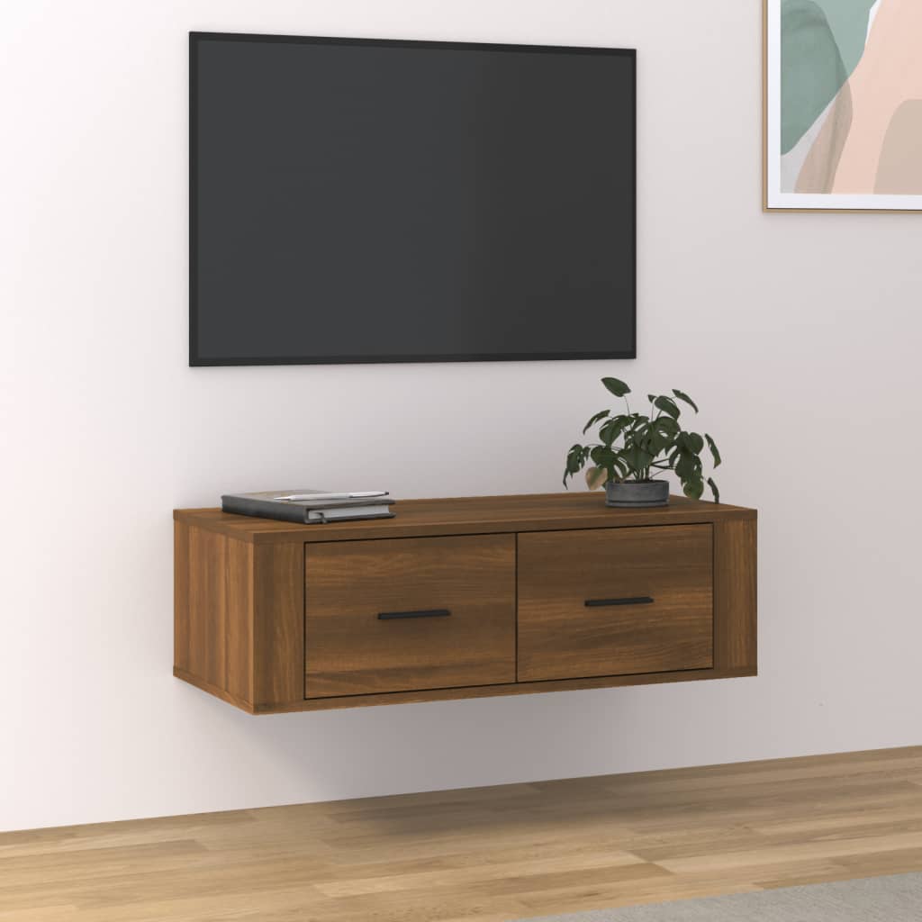 Mobile TV Pensile Rovere Marrone 80x36x25 cm Legno Multistrato - homemem39