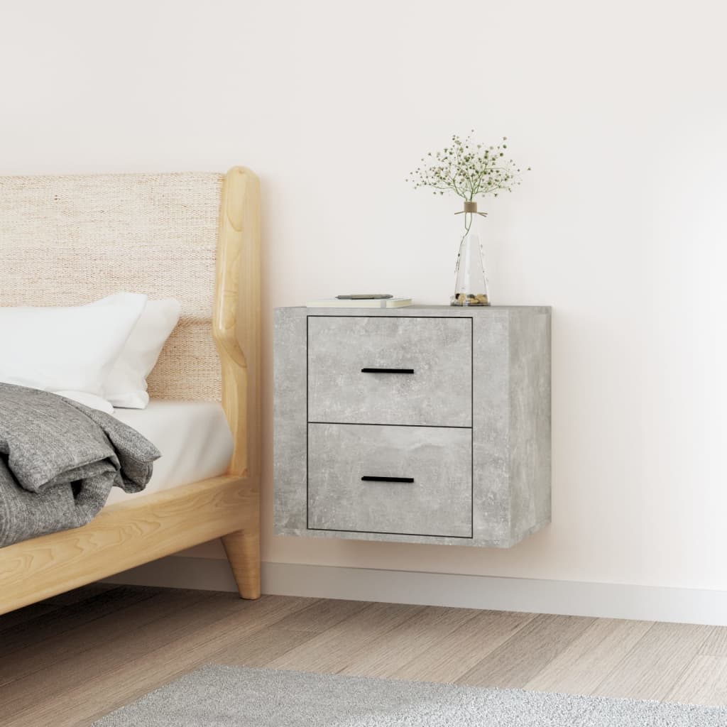 Comodino a Muro Grigio Cemento 50x36x47 cm - homemem39