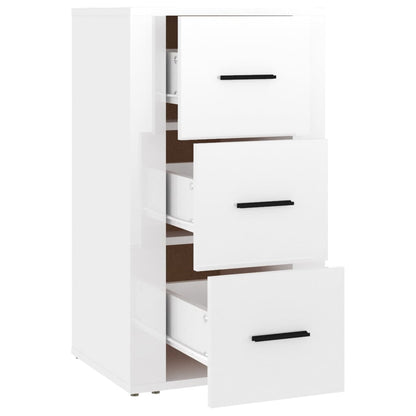 Credenza Bianco Lucido 40x33x70 cm in Legno Multistrato - homemem39