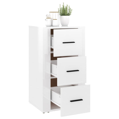 Credenza Bianco Lucido 40x33x70 cm in Legno Multistrato - homemem39