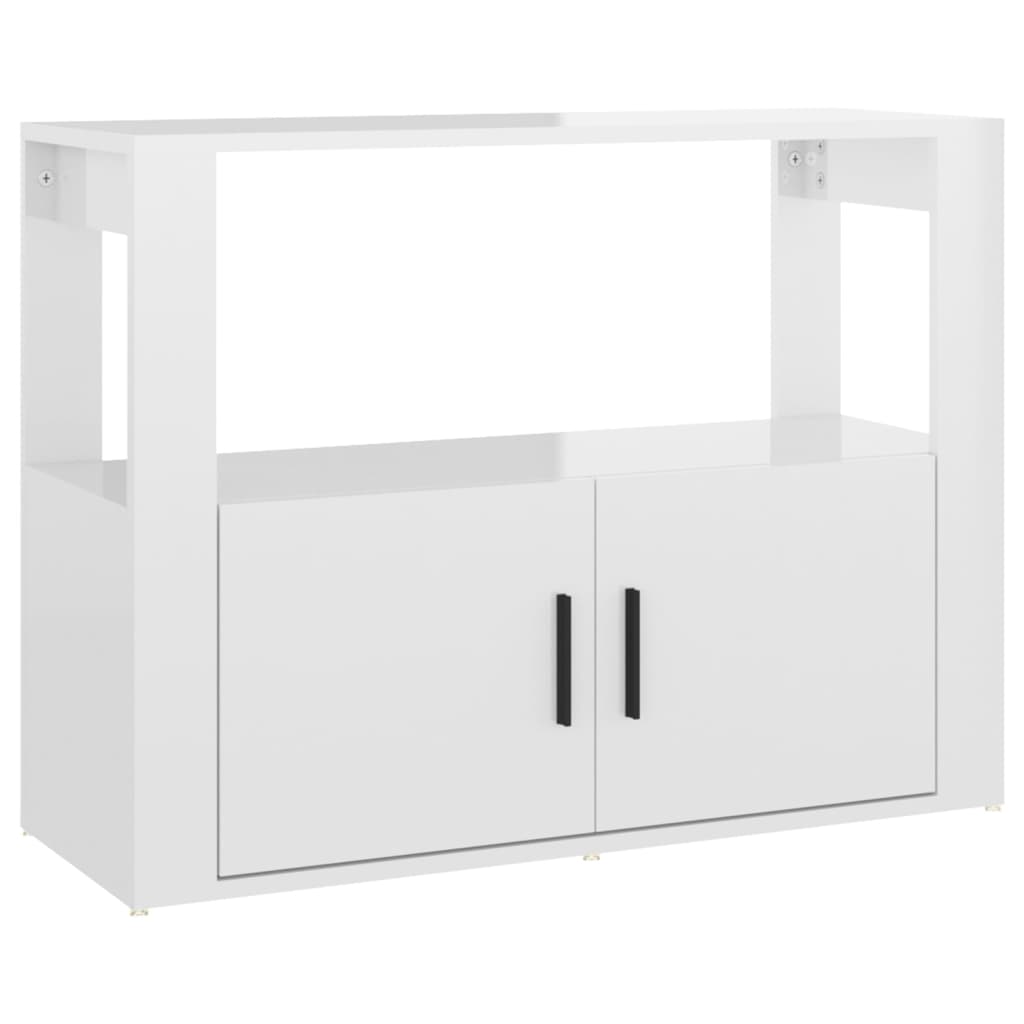 Credenza Bianco Lucido 80x30x60 cm in Legno Multistrato - homemem39