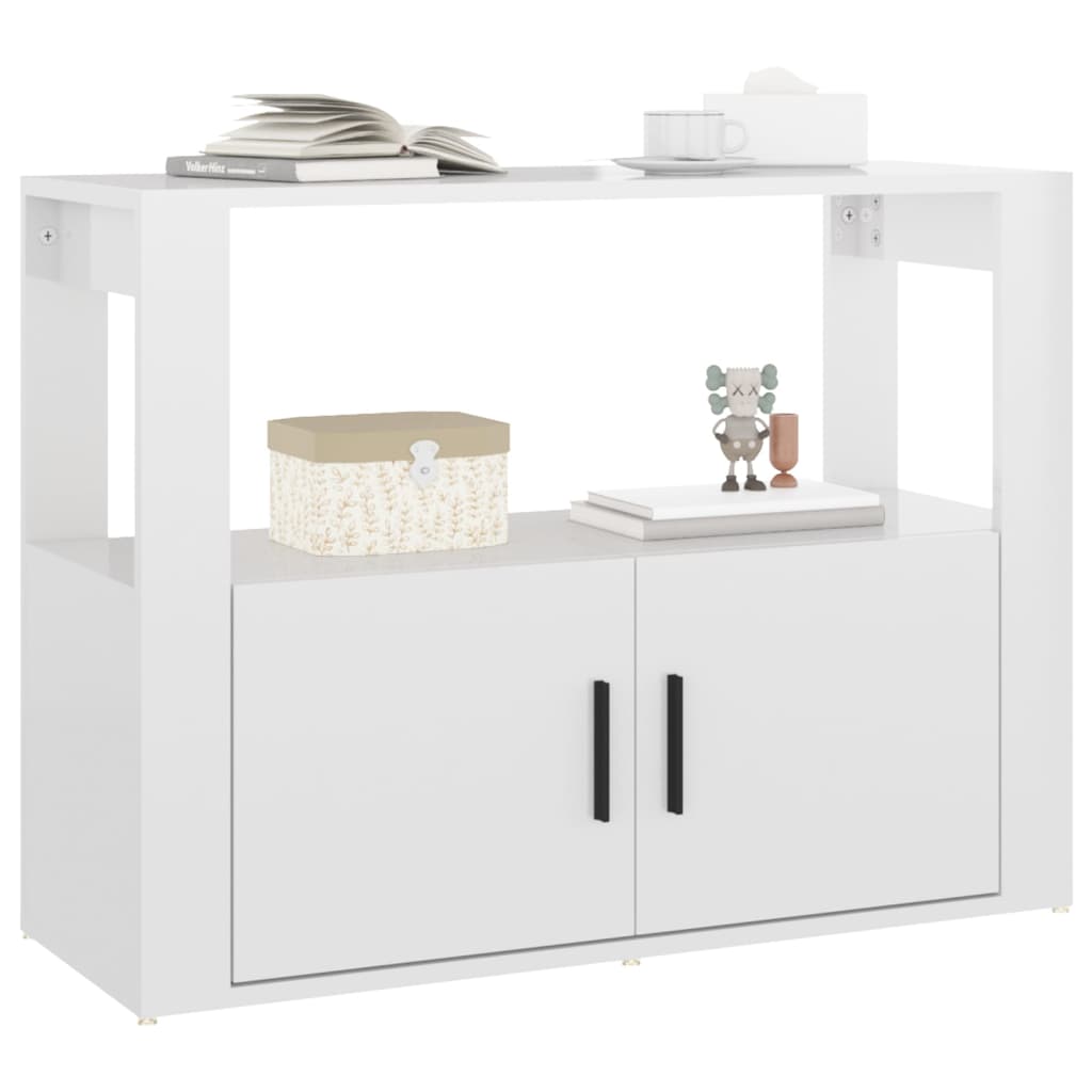 Credenza Bianco Lucido 80x30x60 cm in Legno Multistrato - homemem39