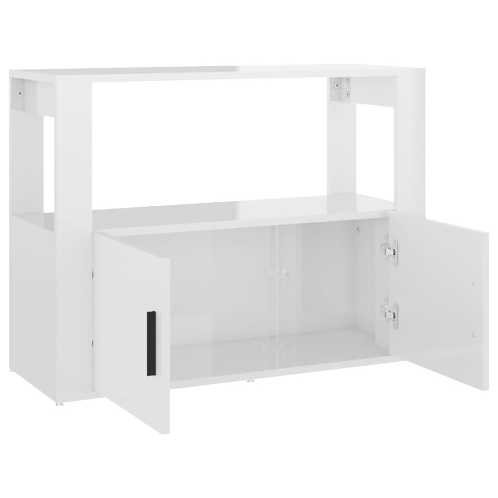 Credenza Bianco Lucido 80x30x60 cm in Legno Multistrato - homemem39