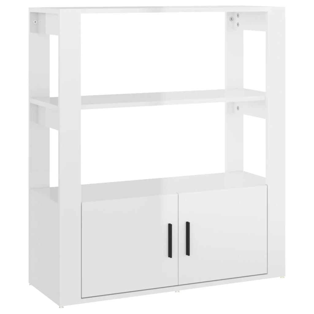 Credenza Bianco Lucido 80x30x90 cm in Legno Multistrato - homemem39