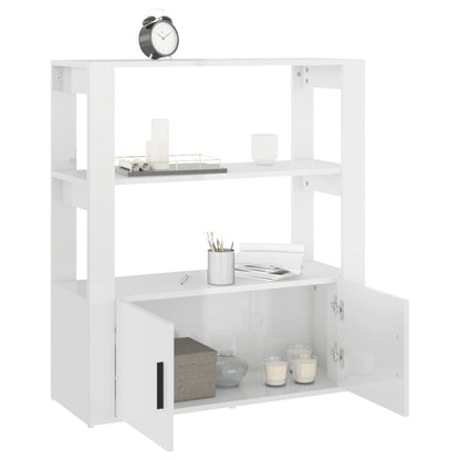 Credenza Bianco Lucido 80x30x90 cm in Legno Multistrato - homemem39