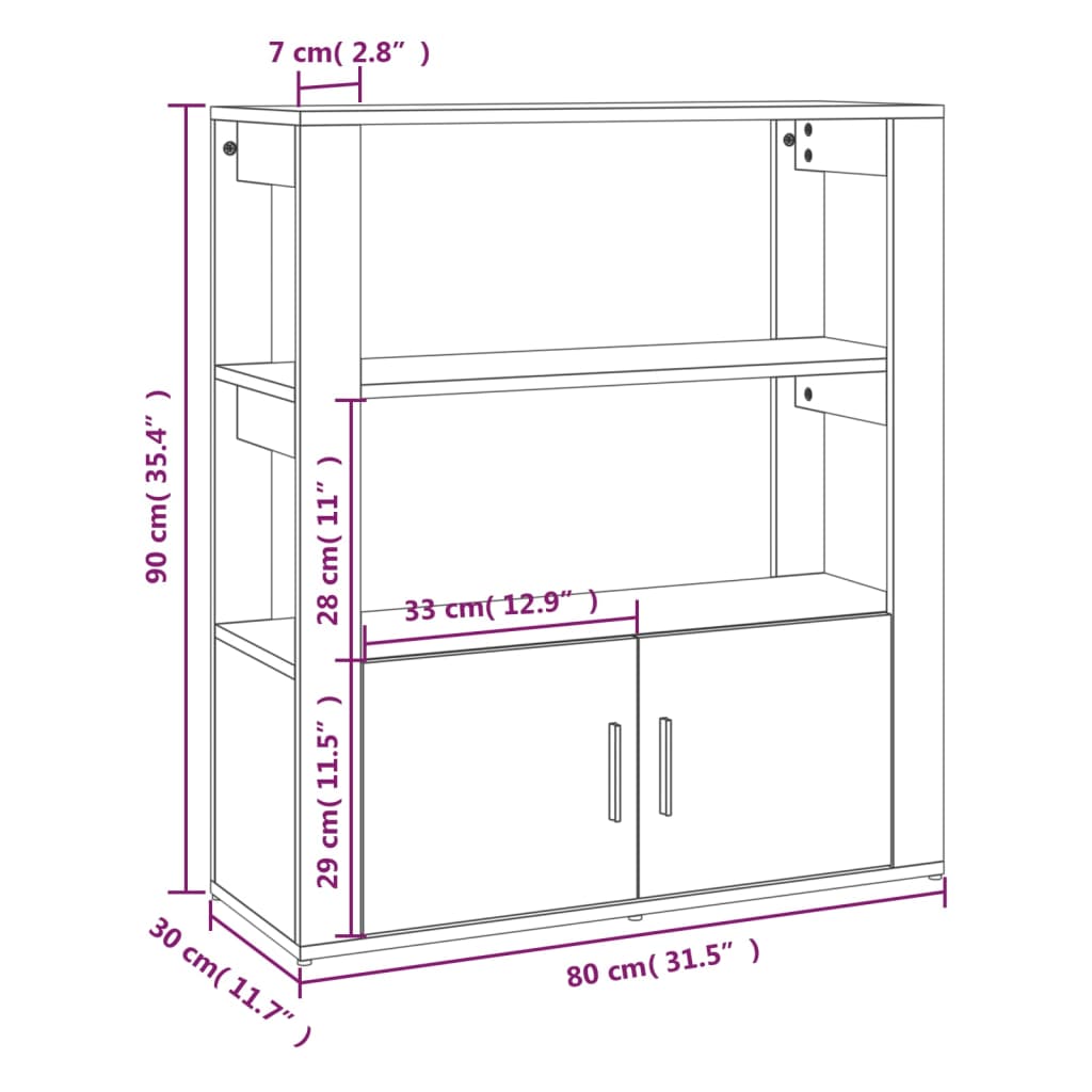 Credenza Rovere Sonoma 80x30x90 cm in Legno Multistrato - homemem39