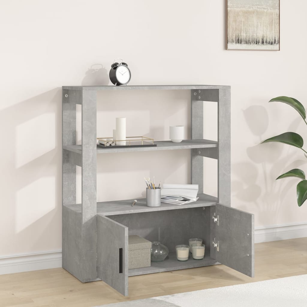 Credenza Grigio Cemento 80x30x90 cm in Legno Multistrato - homemem39