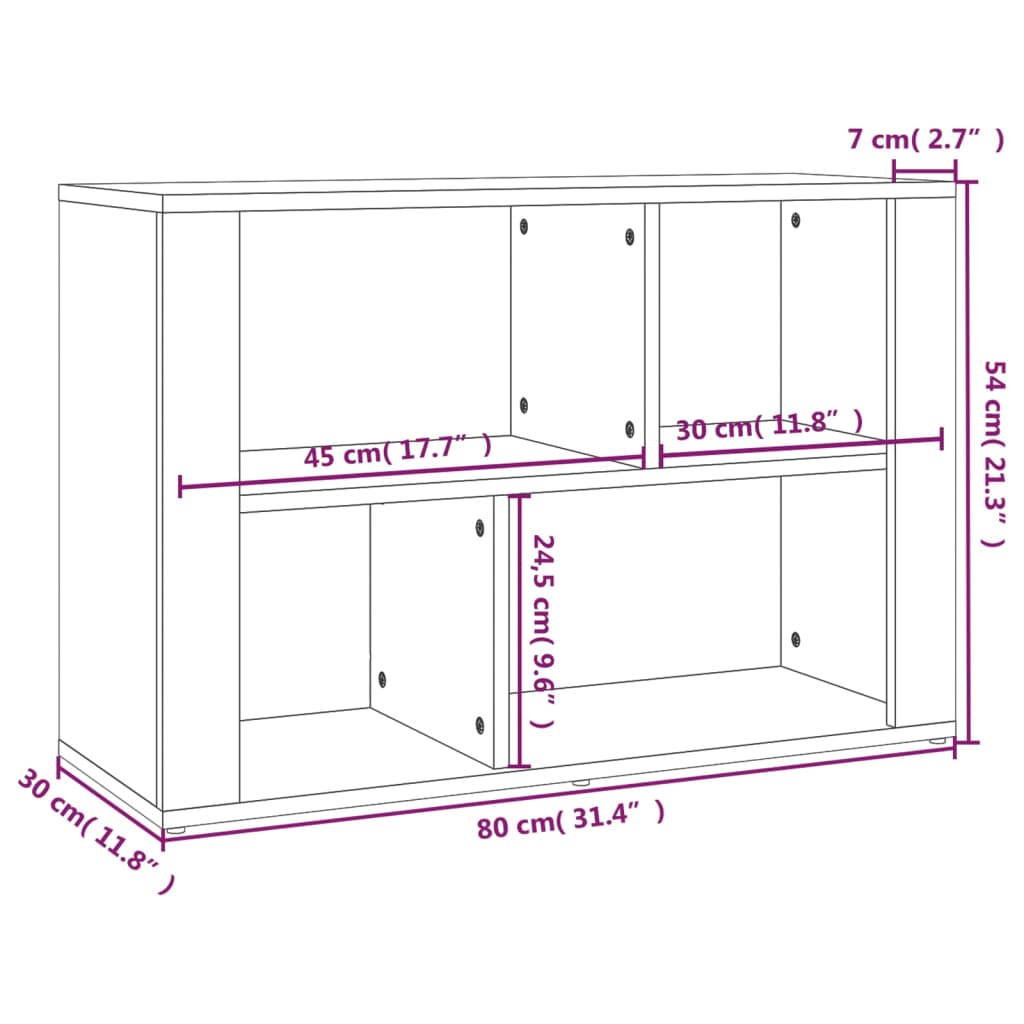 Credenza Grigio Cemento 80x30x54 cm in Legno Multistrato - homemem39