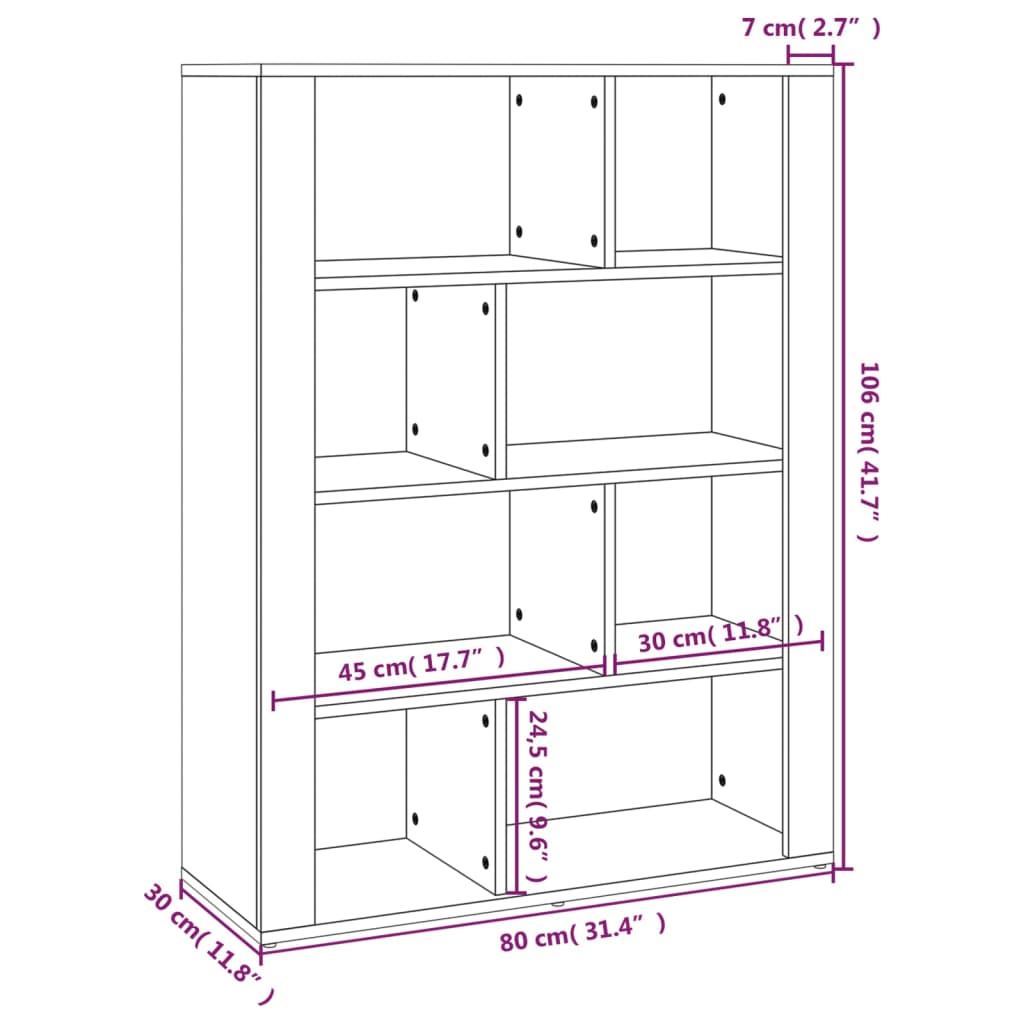 Credenza Bianco Lucido 80x30x106 cm in Legno Multistrato - homemem39