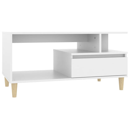 Tavolino da Salotto Bianco 90x49x45 cm in Legno Multistrato - homemem39