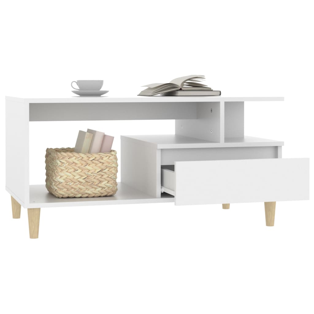 Tavolino da Salotto Bianco 90x49x45 cm in Legno Multistrato - homemem39