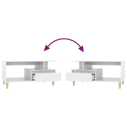 Tavolino da Salotto Bianco 90x49x45 cm in Legno Multistrato - homemem39